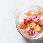 Sugary candy in a jar