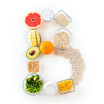 The letter B written with health foods